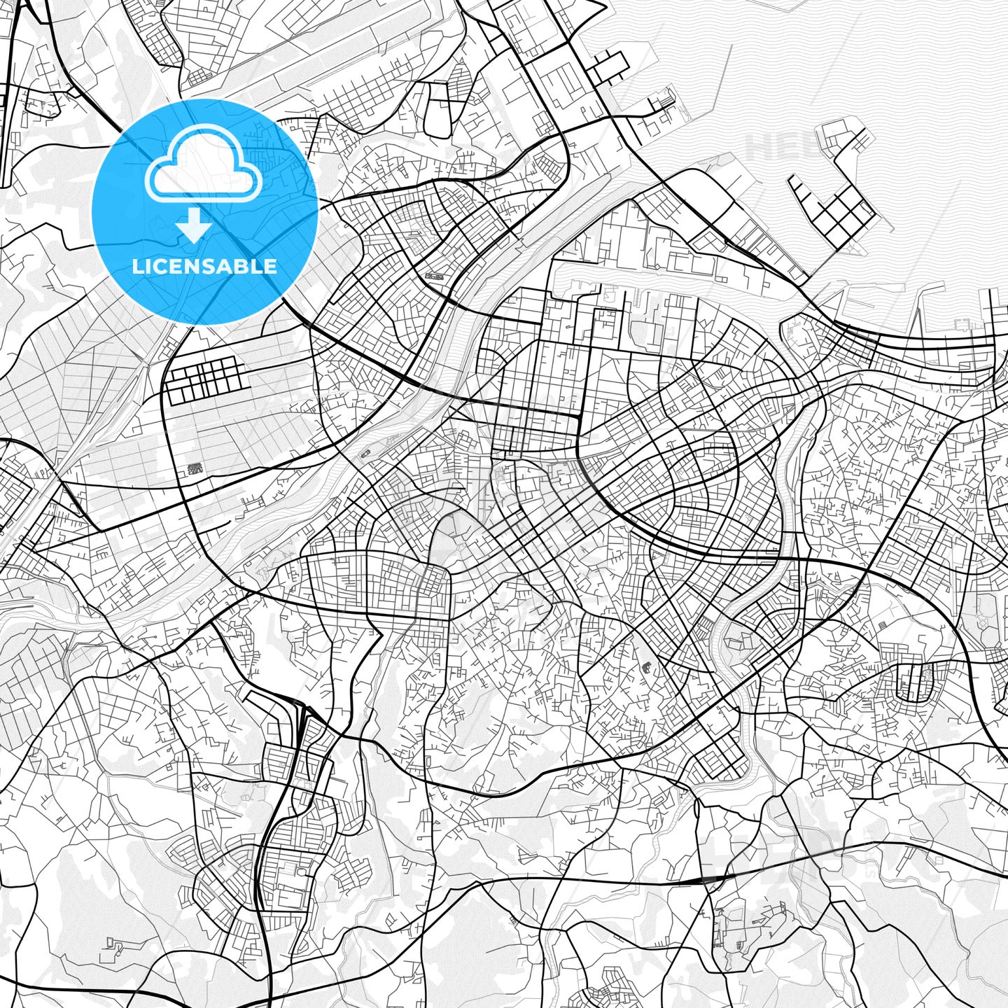 Vector PDF map of Hachinohe, Japan