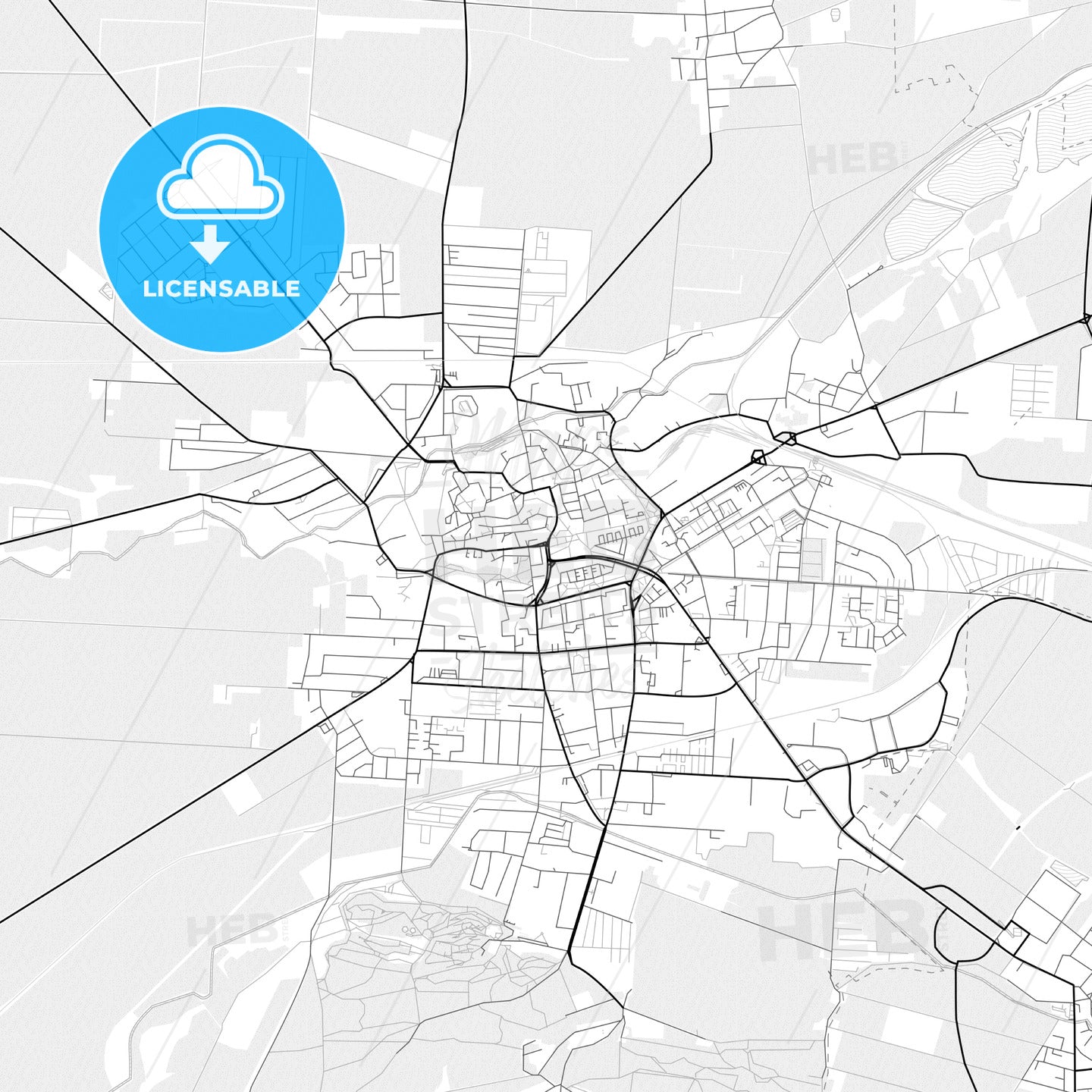 Vector PDF map of Halberstadt, Germany