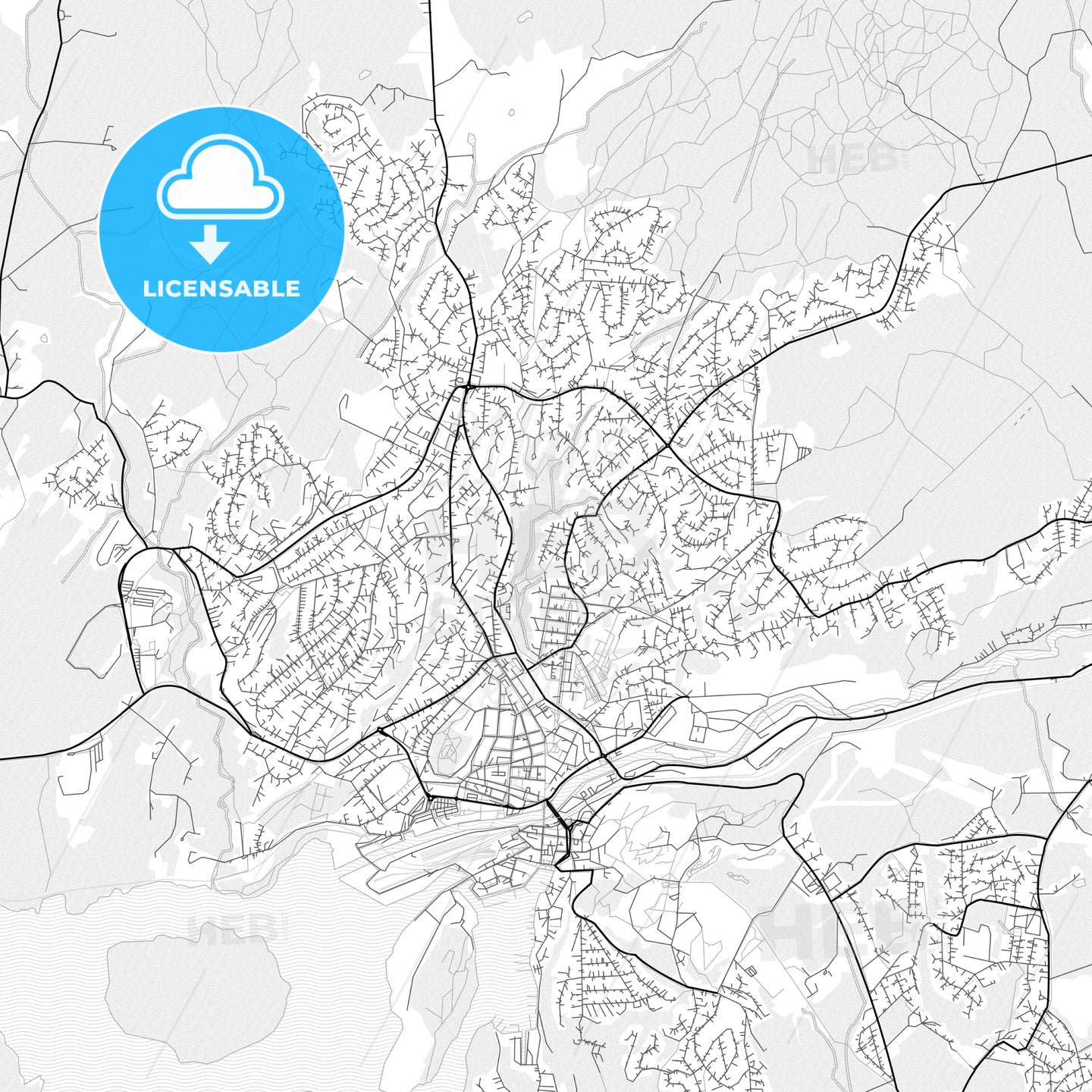 Vector PDF map of Halden, Norway