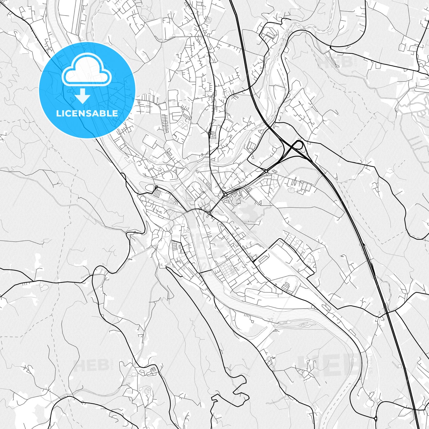 Vector PDF map of Hallein, Austria