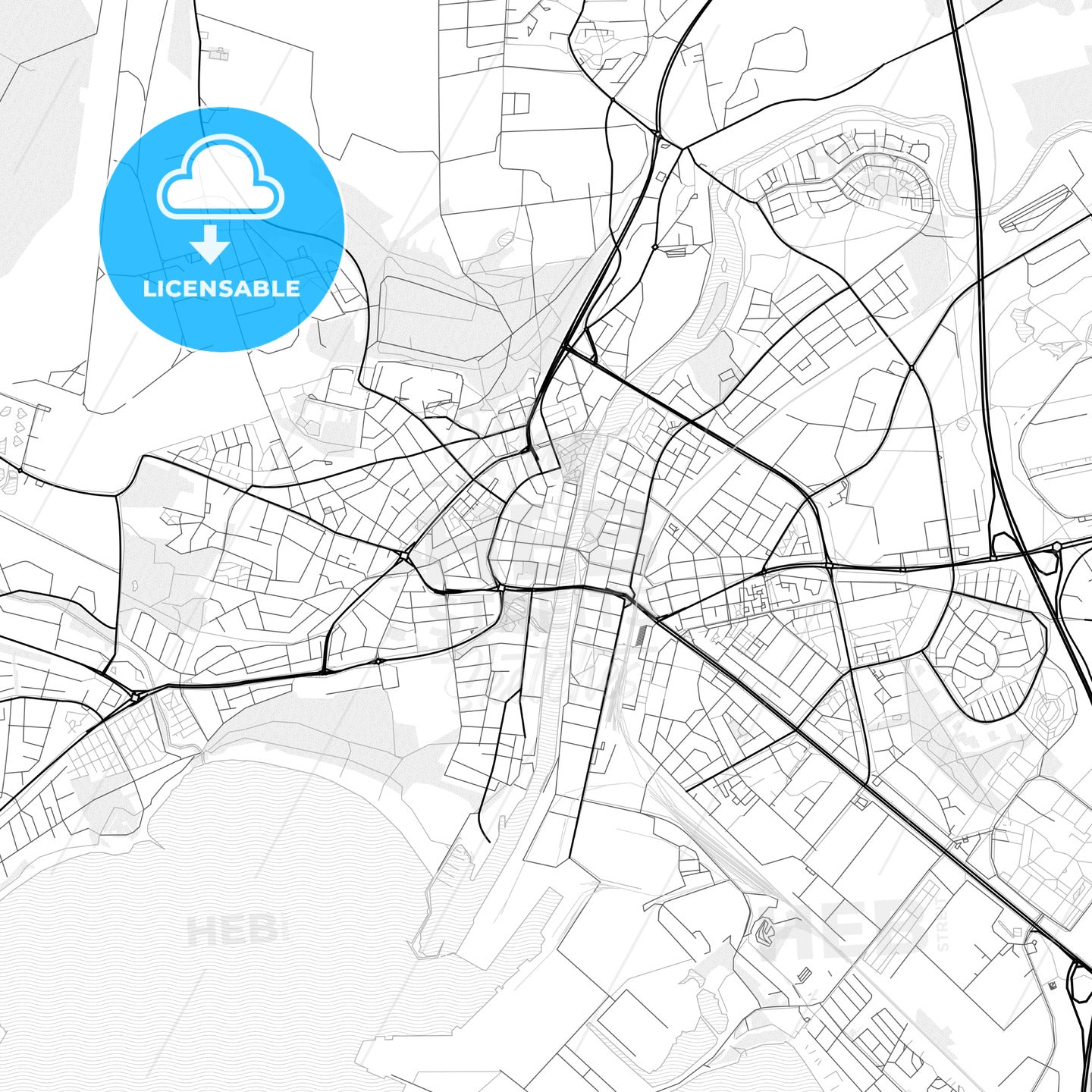 Vector PDF map of Halmstad, Sweden