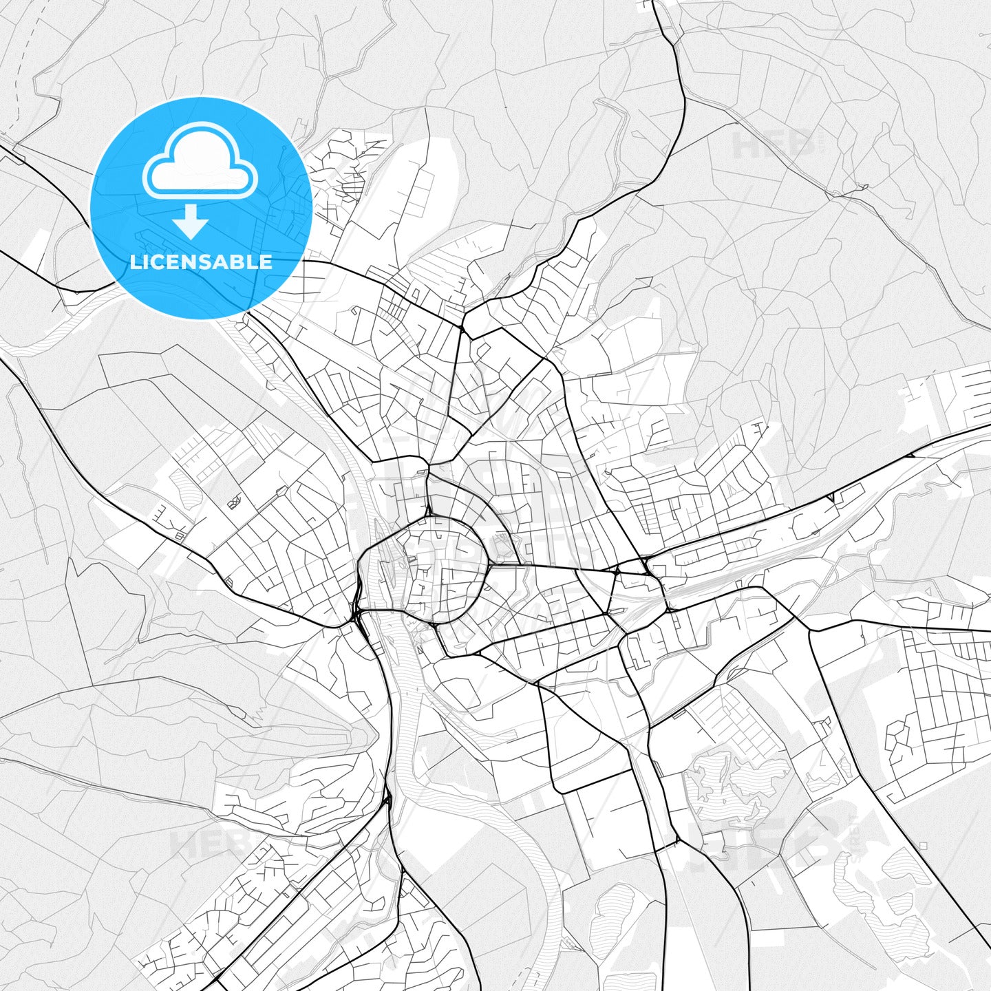 Vector PDF map of Hameln, Germany