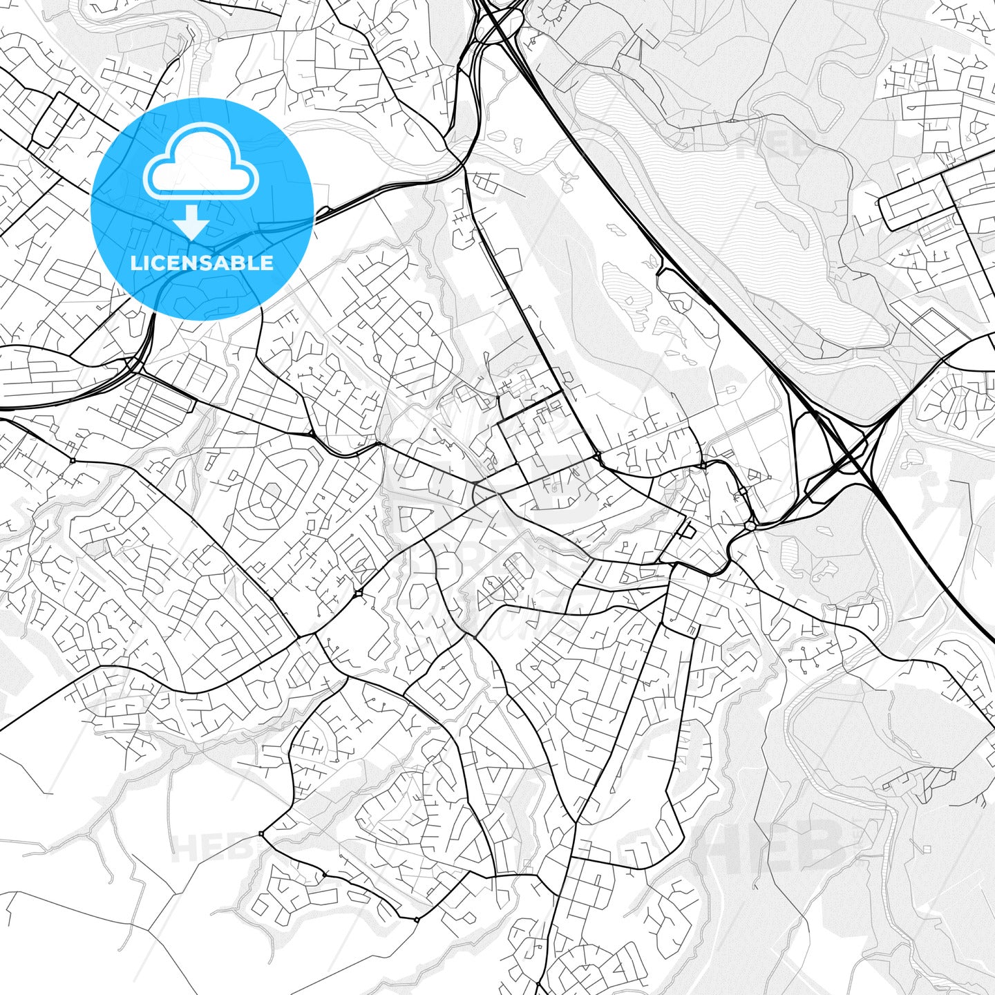 Vector PDF map of Hamilton, Scotland