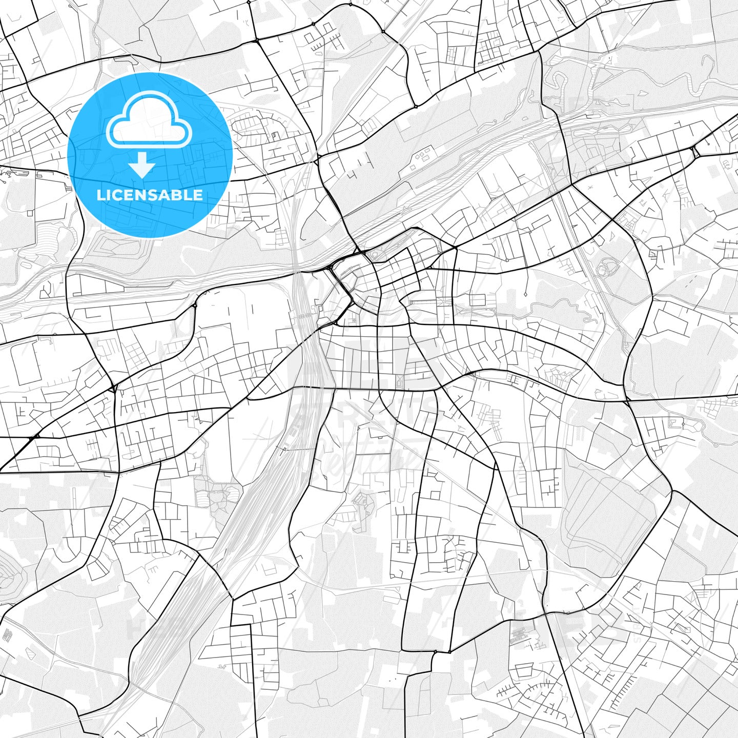 Vector PDF map of Hamm, Germany