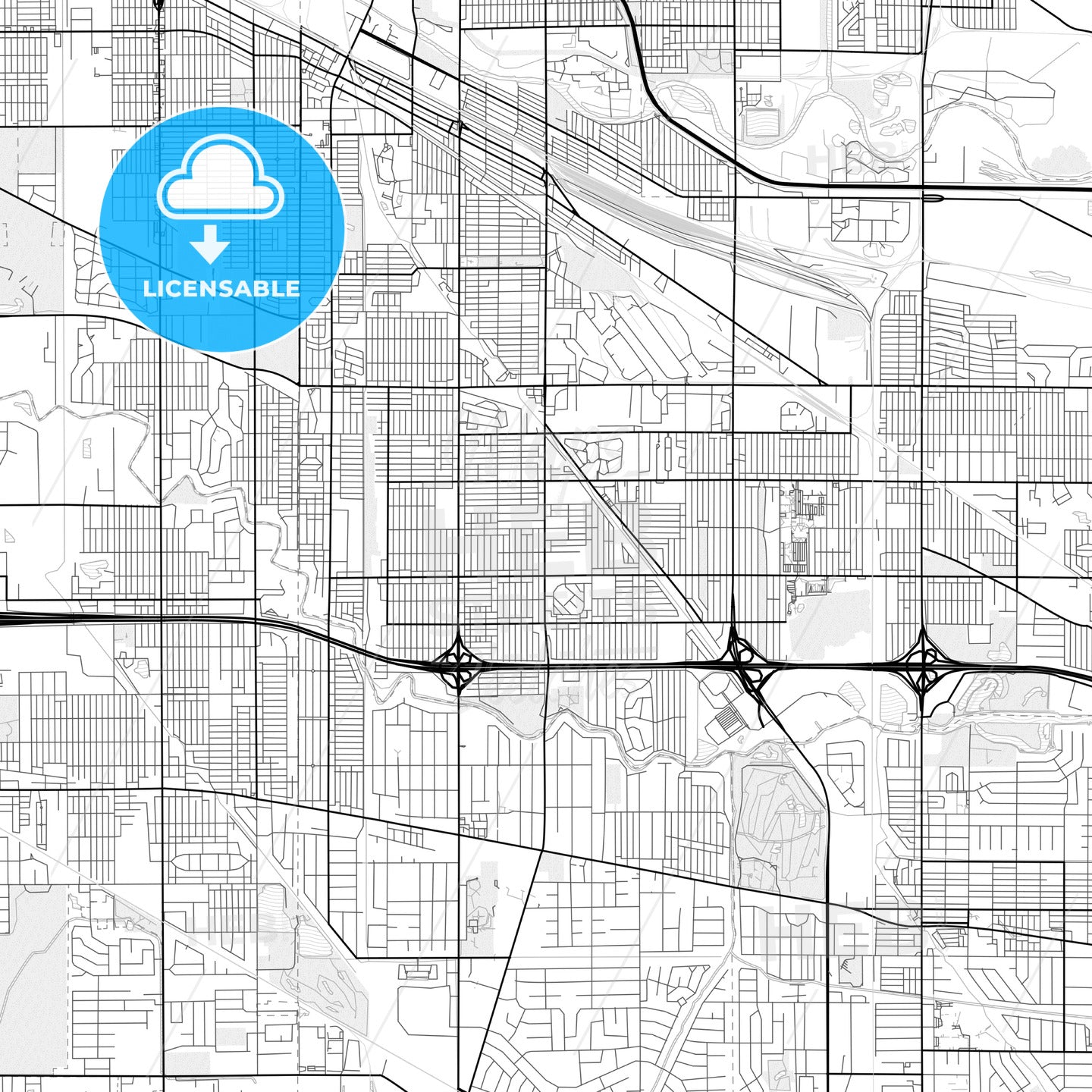 Vector PDF map of Hammond, Indiana, United States