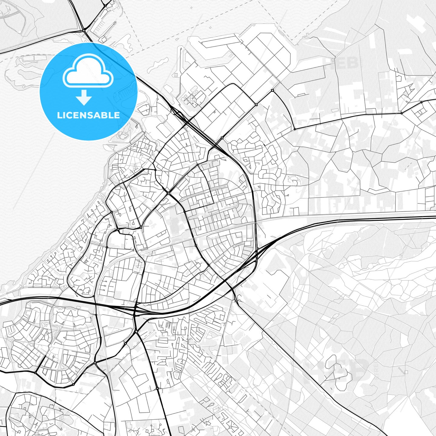 Vector PDF map of Harderwijk, Netherlands