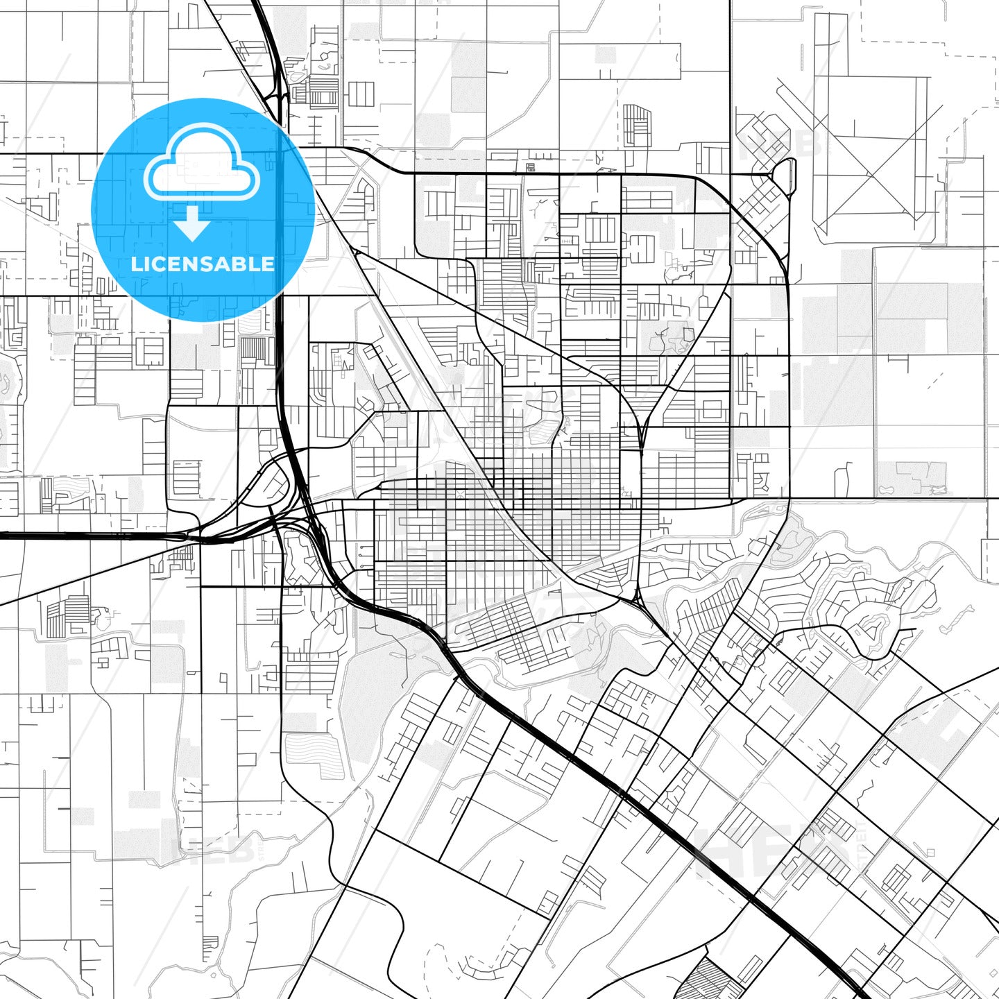 Vector PDF map of Harlingen, Texas, United States - HEBSTREITS