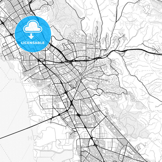 Vector PDF map of Hayward, California, United States