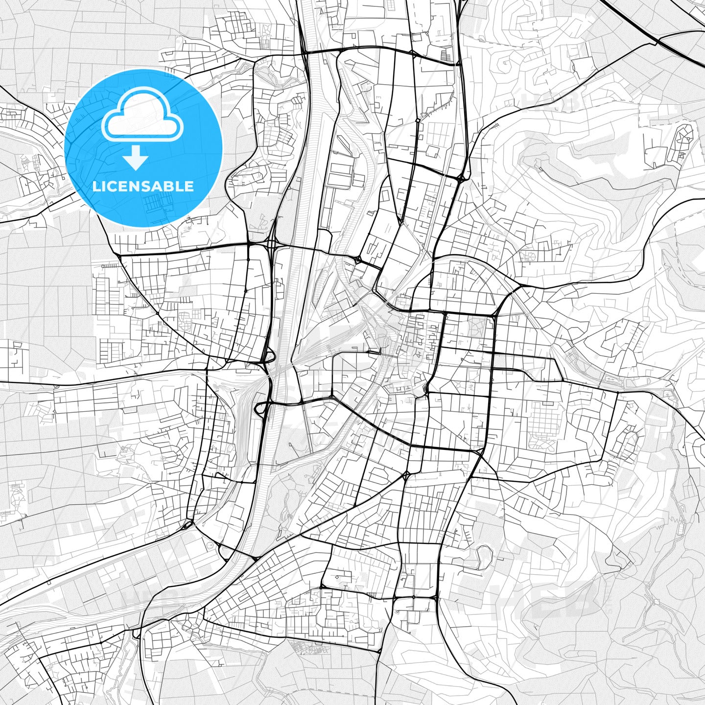 Vector PDF map of Heilbronn, Germany