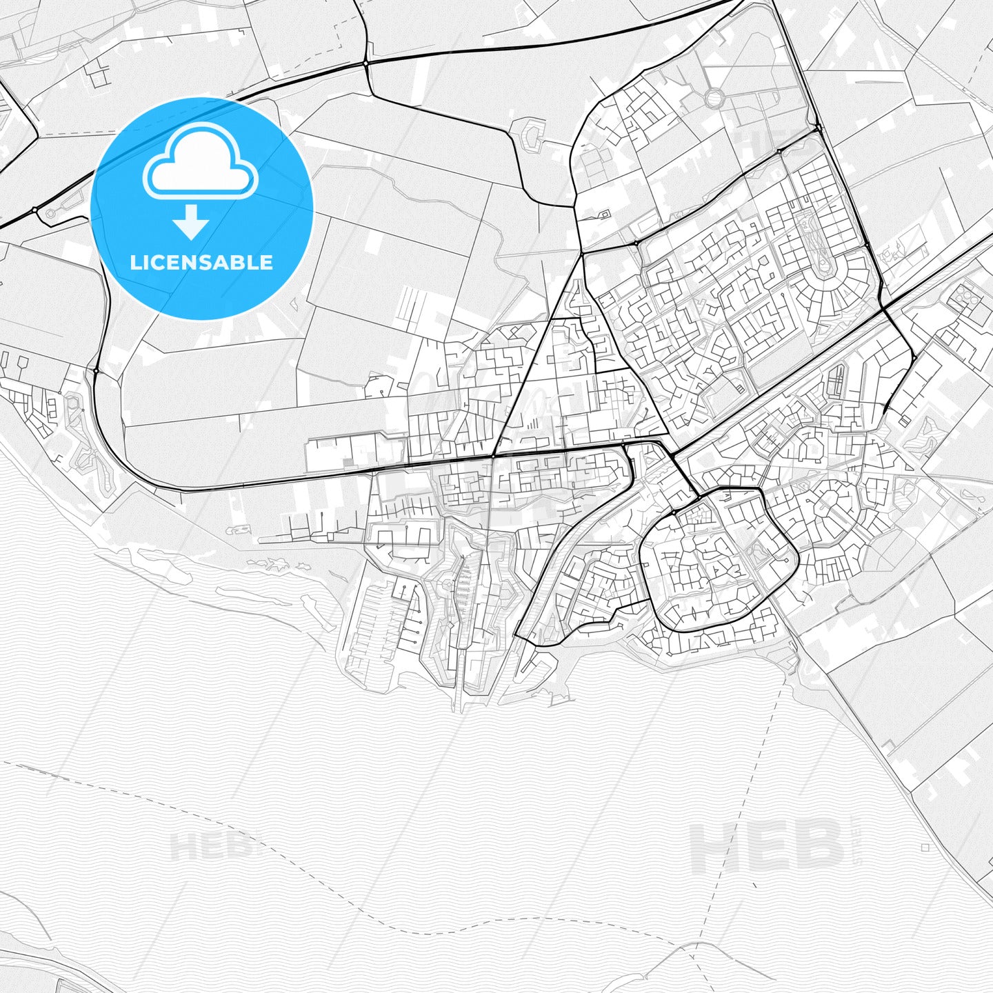 Vector PDF map of Hellevoetsluis, Netherlands