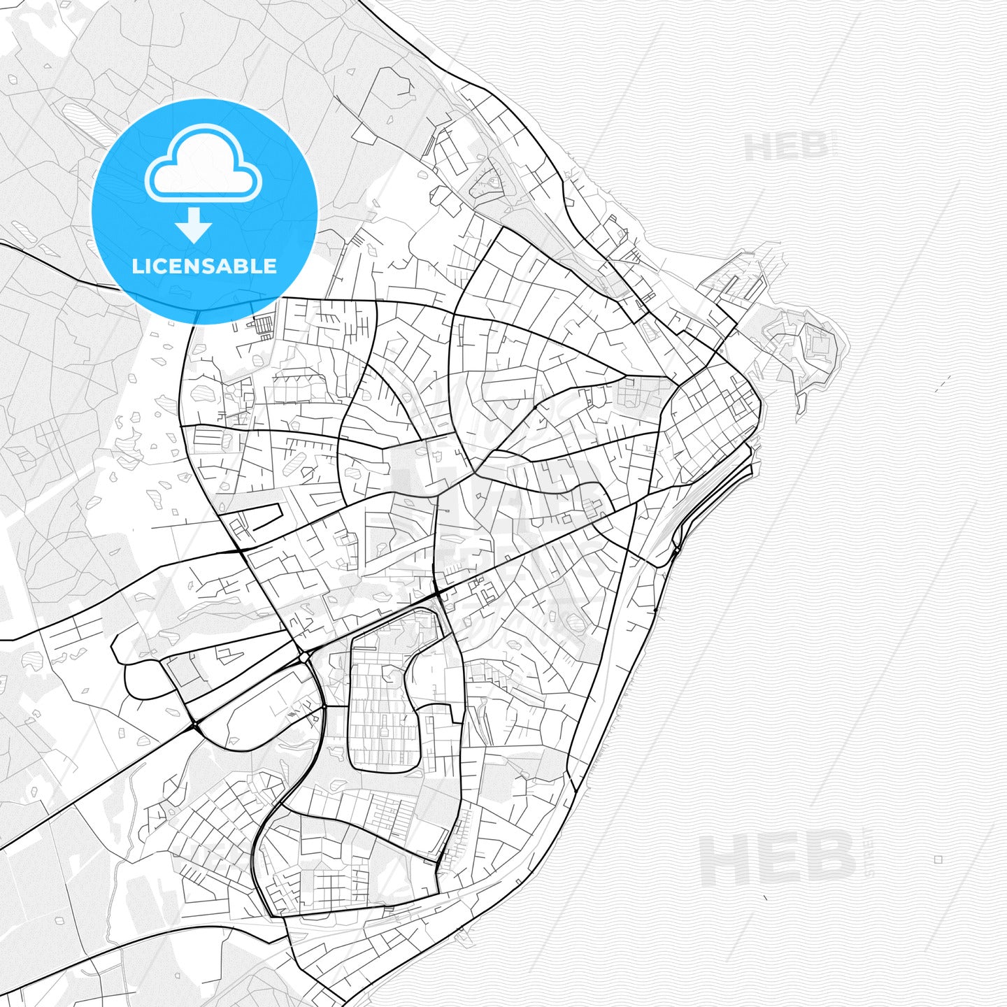 Vector PDF map of Helsingør, Denmark
