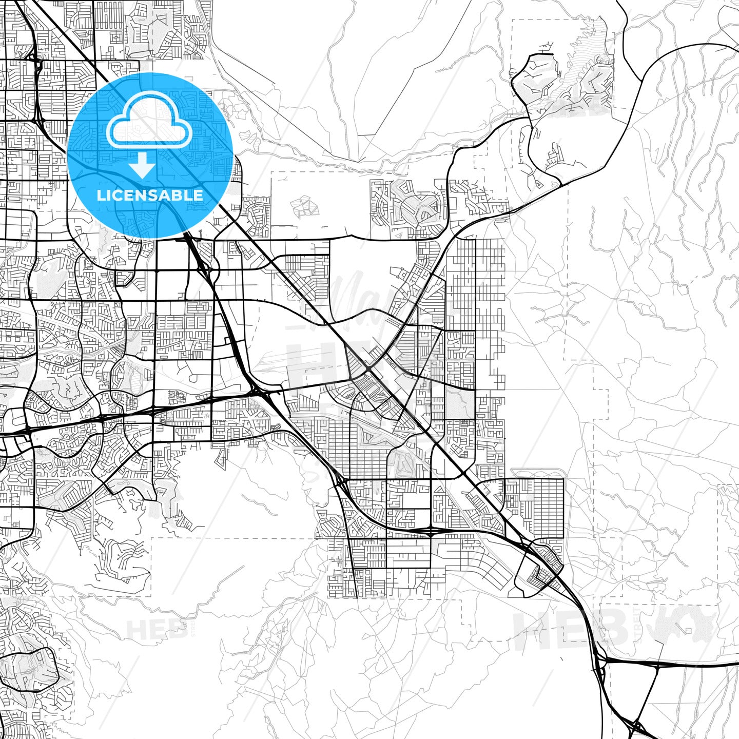 Vector PDF map of Henderson, Nevada, United States - HEBSTREITS