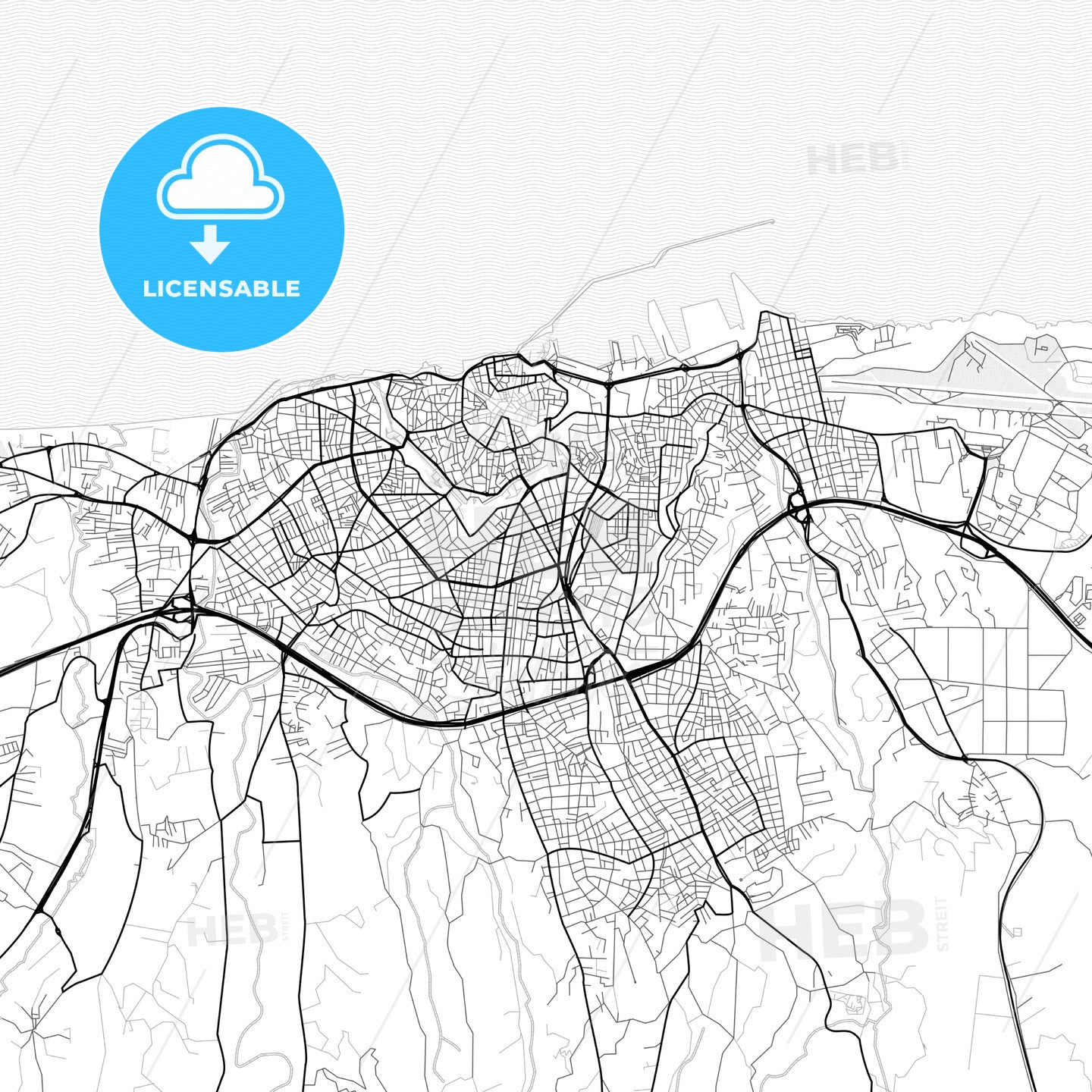 Vector PDF map of Heraklion, Greece