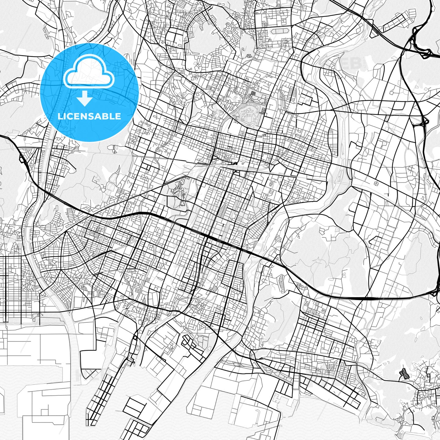 Vector PDF map of Himeji, Japan