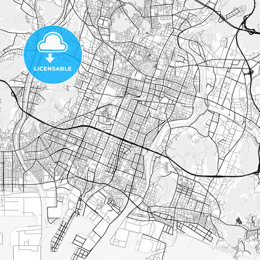 Vector PDF map of Himeji, Japan