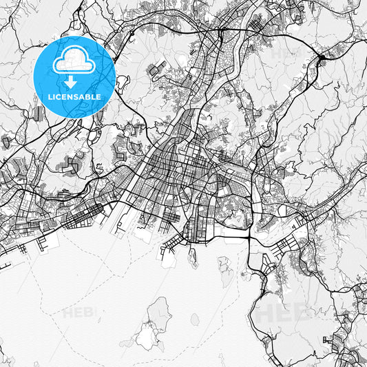 Vector PDF map of Hiroshima, Japan