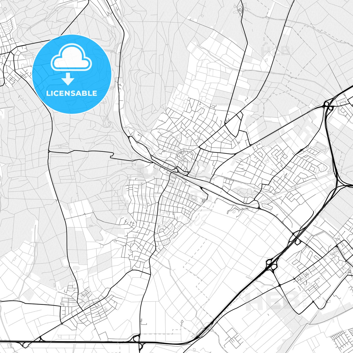 Vector PDF map of Hofheim am Taunus, Germany