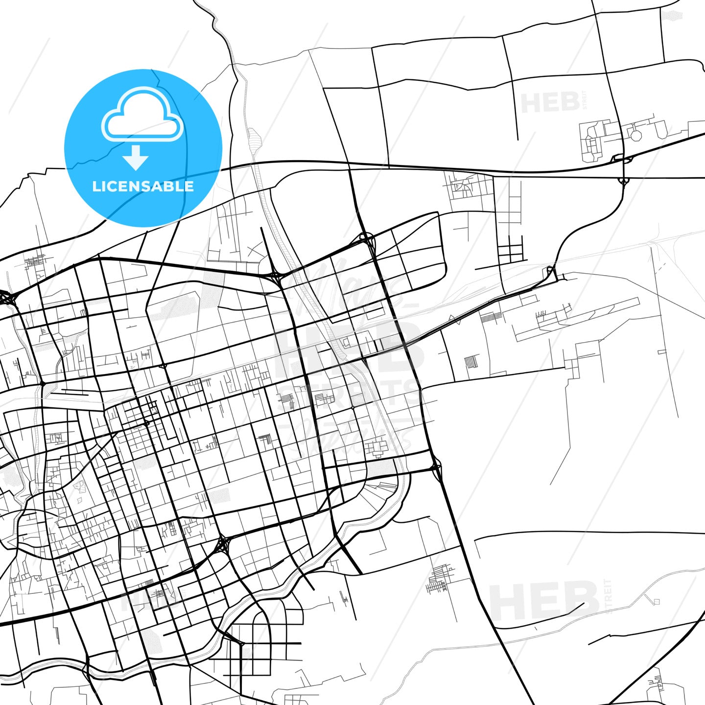 Vector PDF map of Hohhot, China