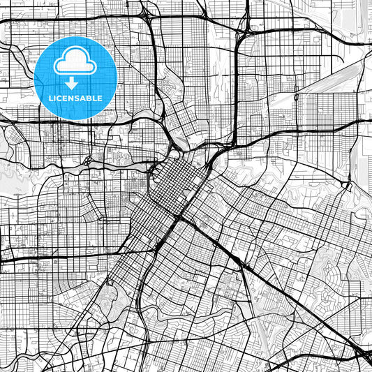 Vector PDF map of Houston, Texas, United States