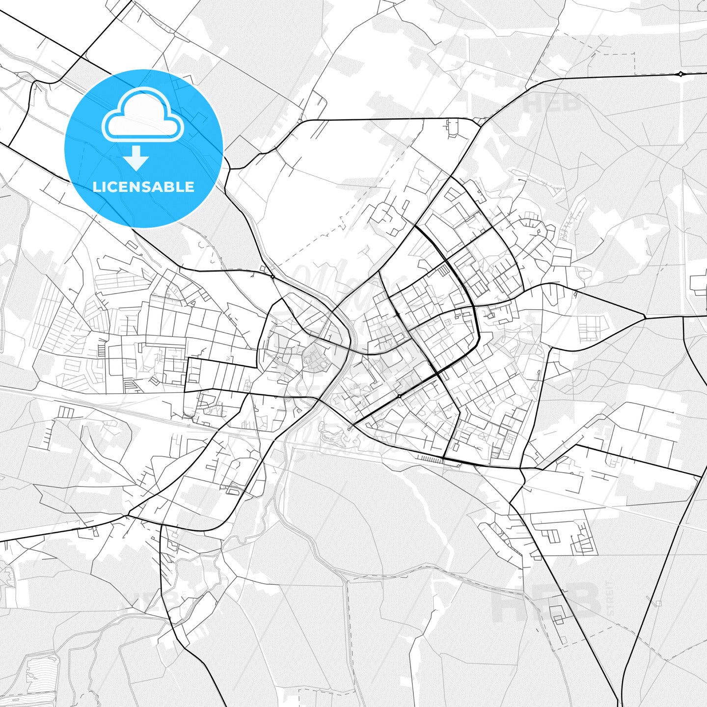 Vector PDF map of Hoyerswerda, Germany - HEBSTREITS