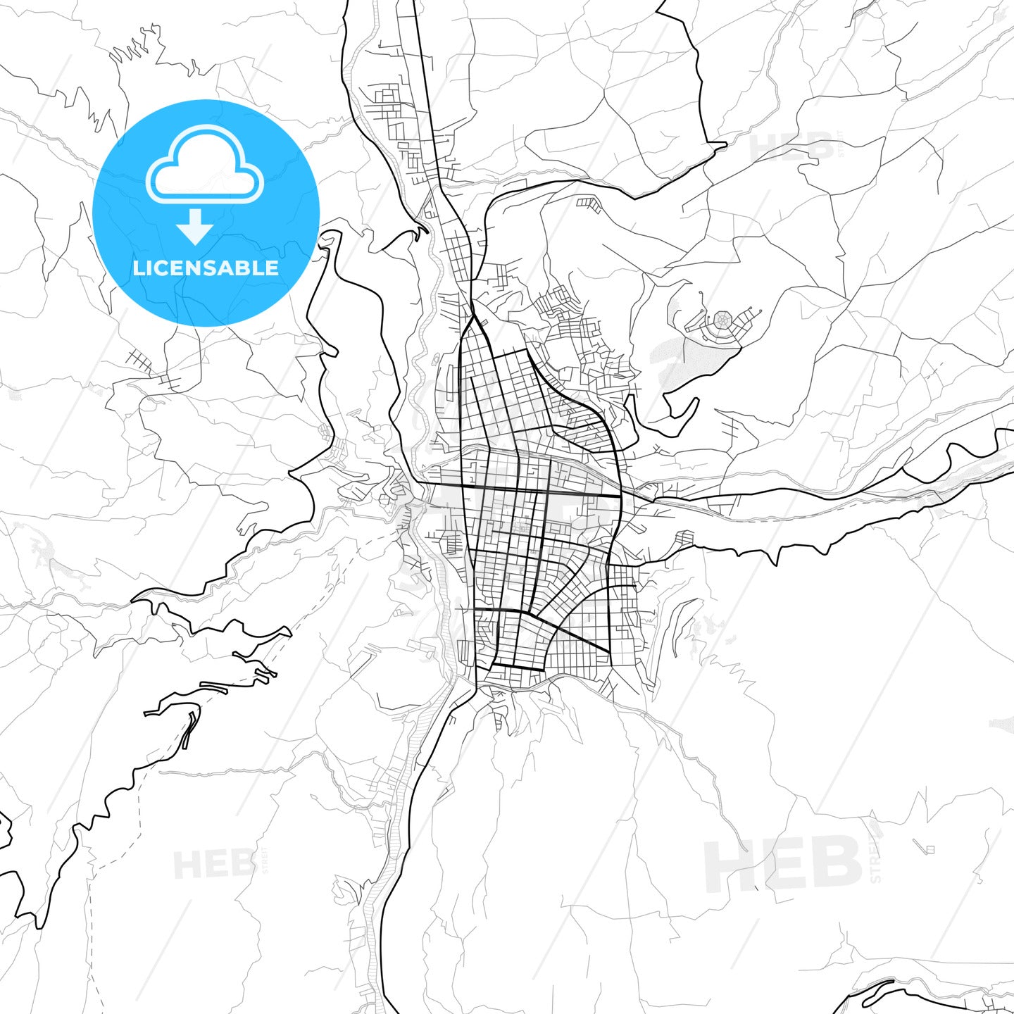 Vector PDF map of Huaraz, Peru