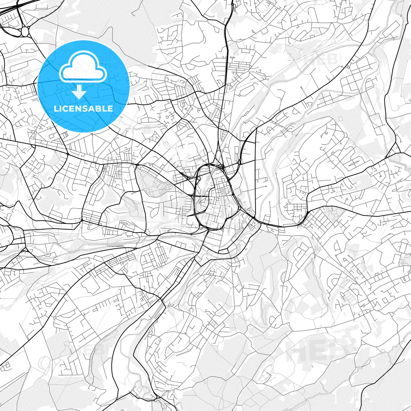 Vector PDF map of Huddersfield, England