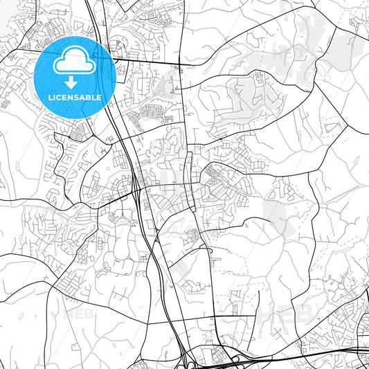 Vector PDF map of Huntersville, North Carolina, United States