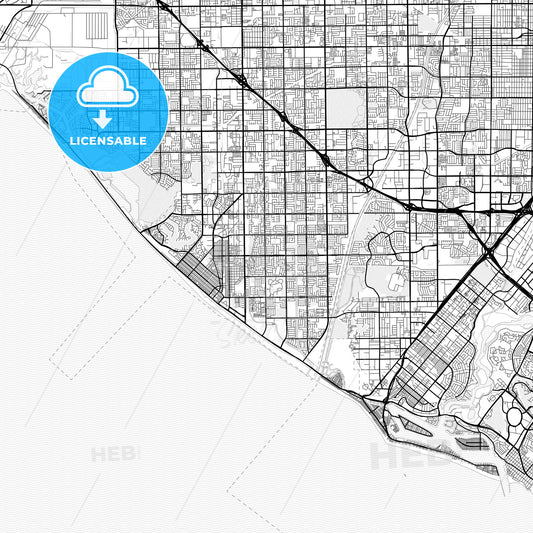 Vector PDF map of Huntington Beach, California, United States