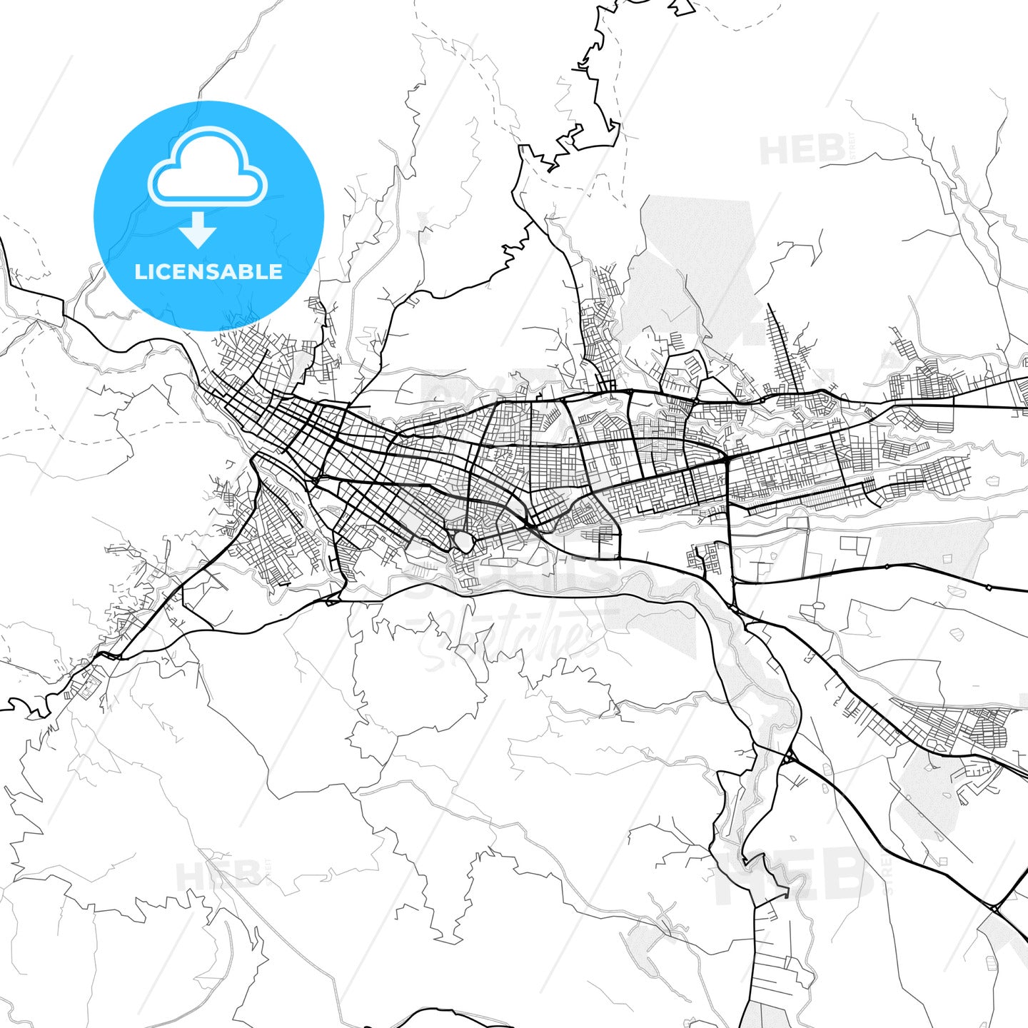 Vector PDF map of Ibague, Colombia