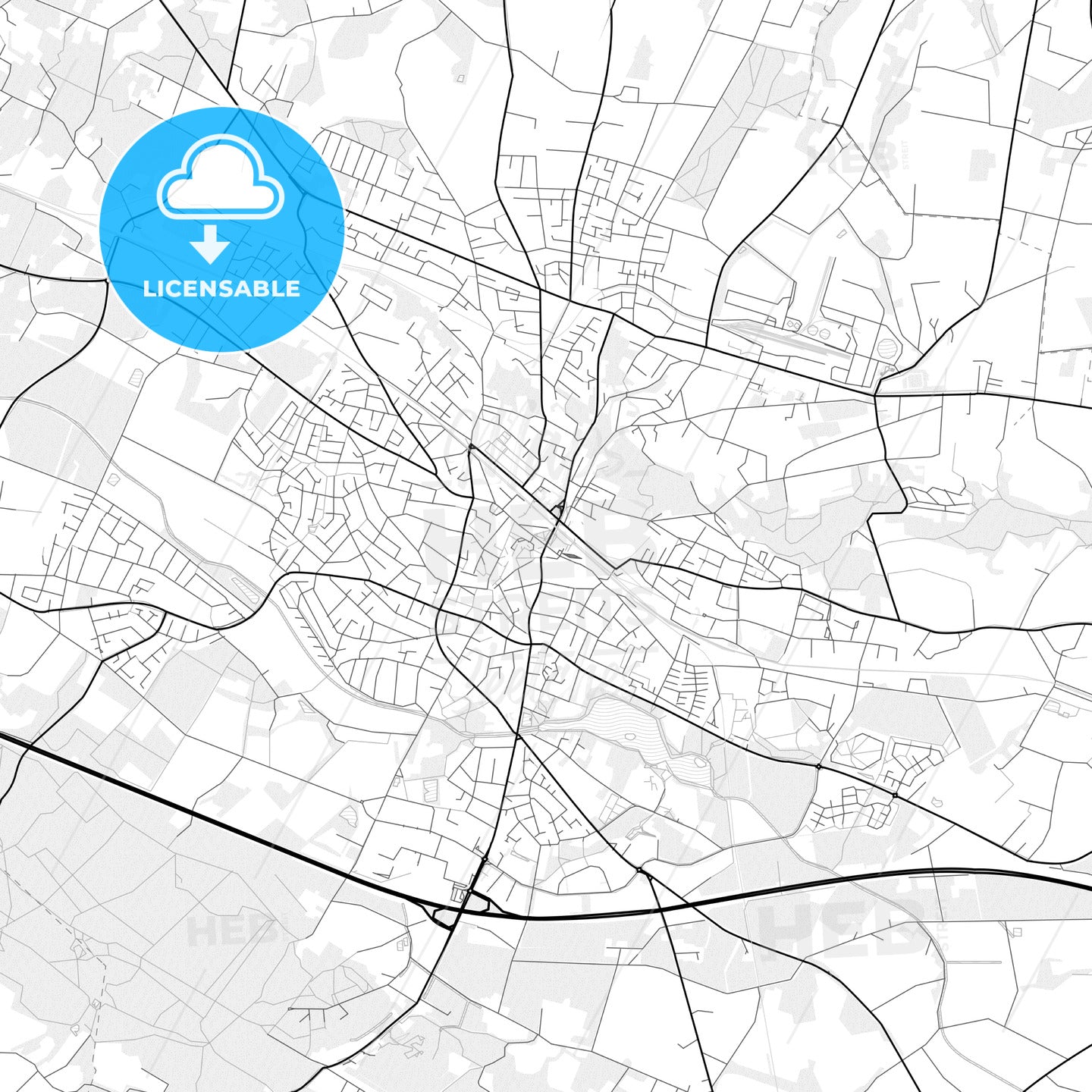 Vector PDF map of Ibbenburen, Germany