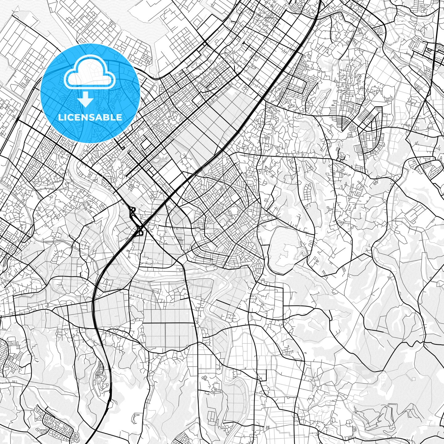 Vector PDF map of Ichihara, Japan