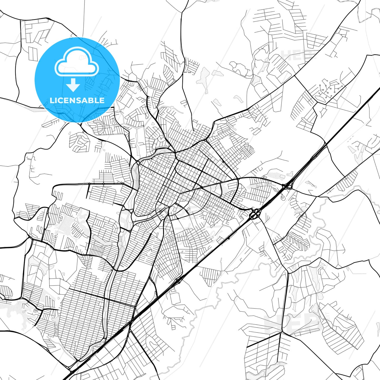 Vector PDF map of Indaiatuba, Brazil