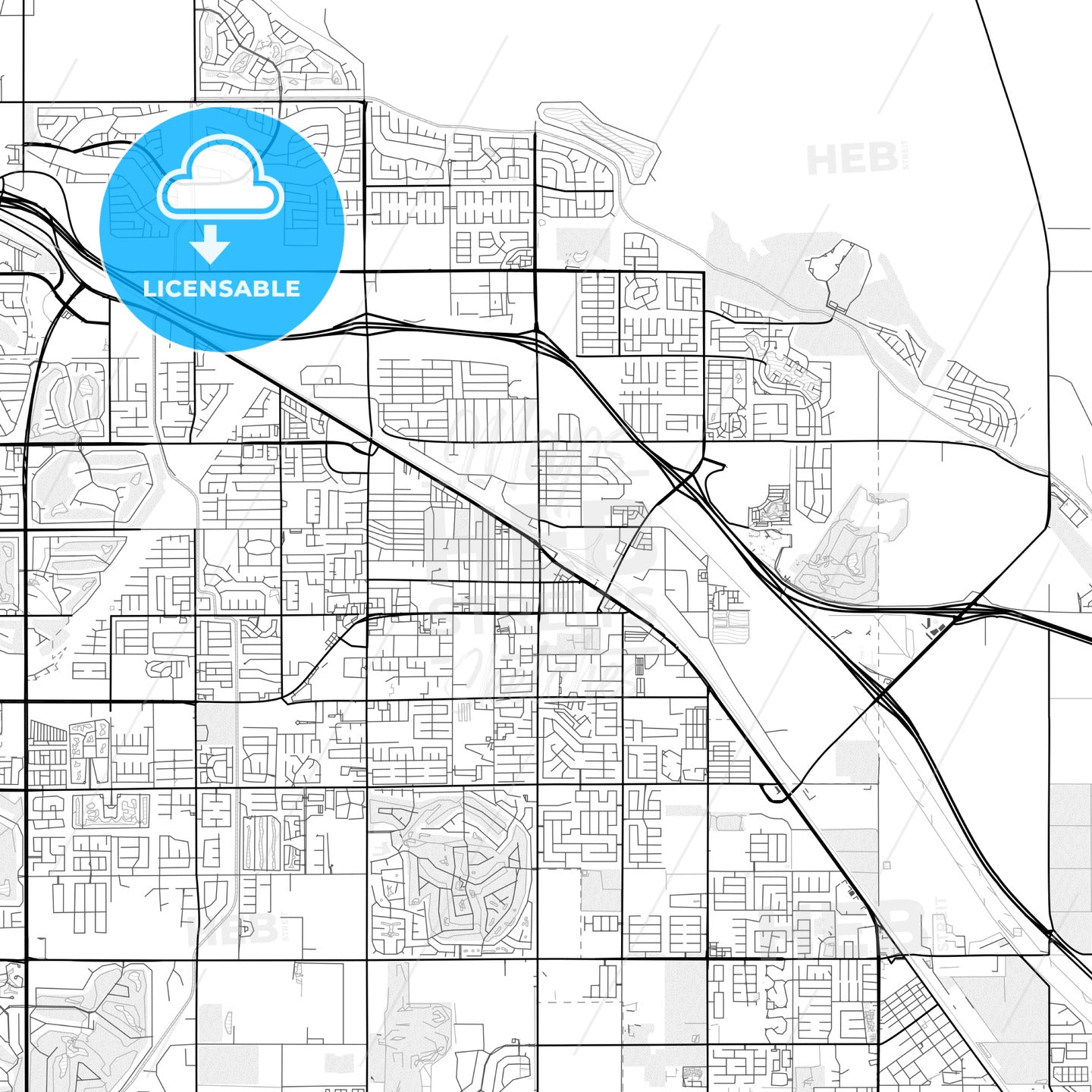 Vector PDF map of Indio, California, United States