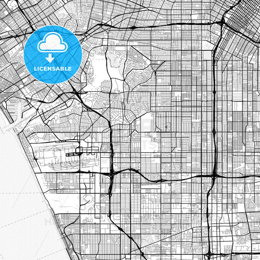 Vector PDF map of Inglewood, California, United States