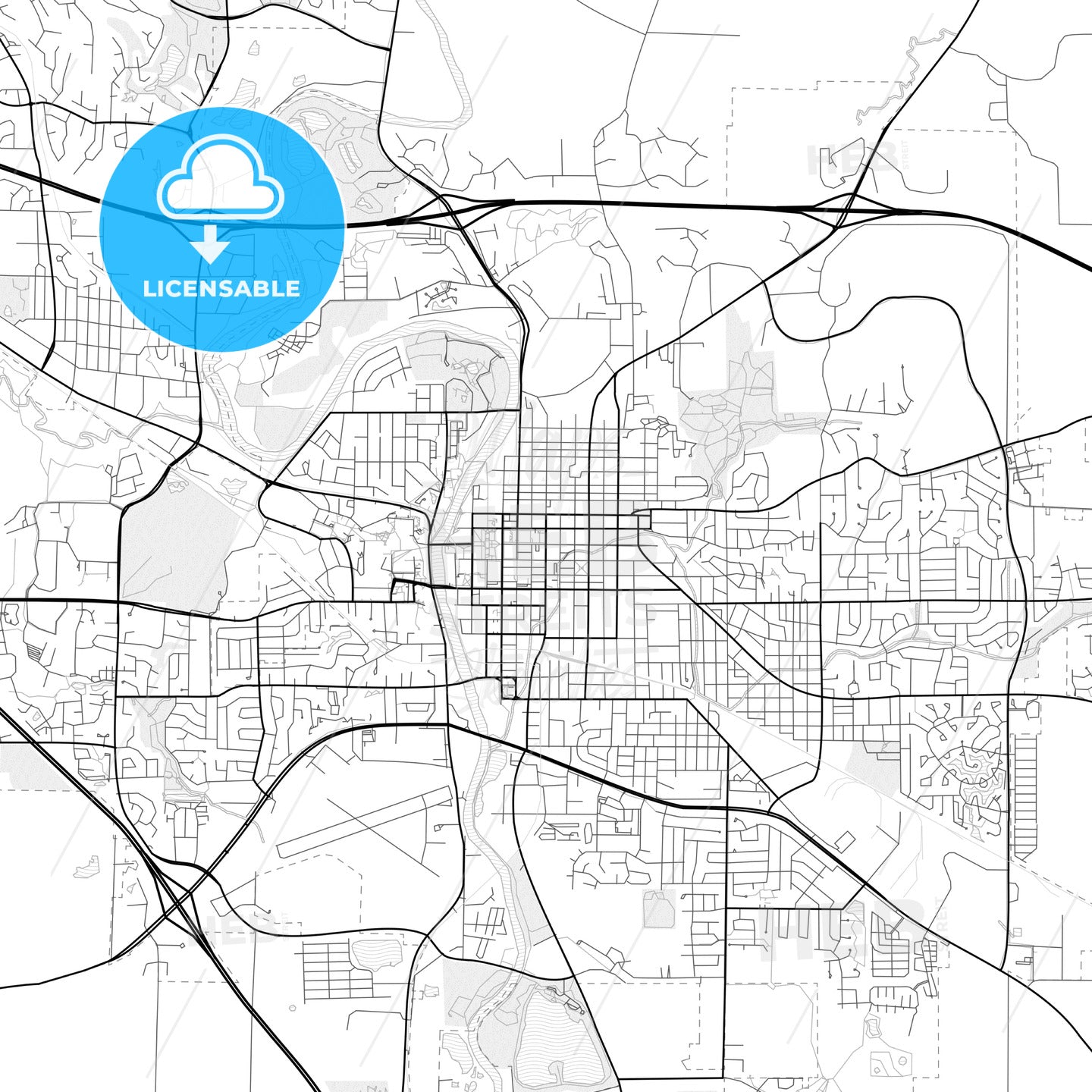 Vector PDF map of Iowa City, Iowa, United States