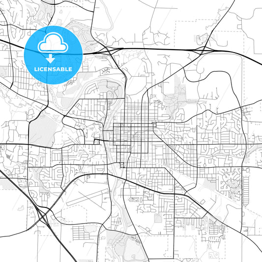 Vector PDF map of Iowa City, Iowa, United States