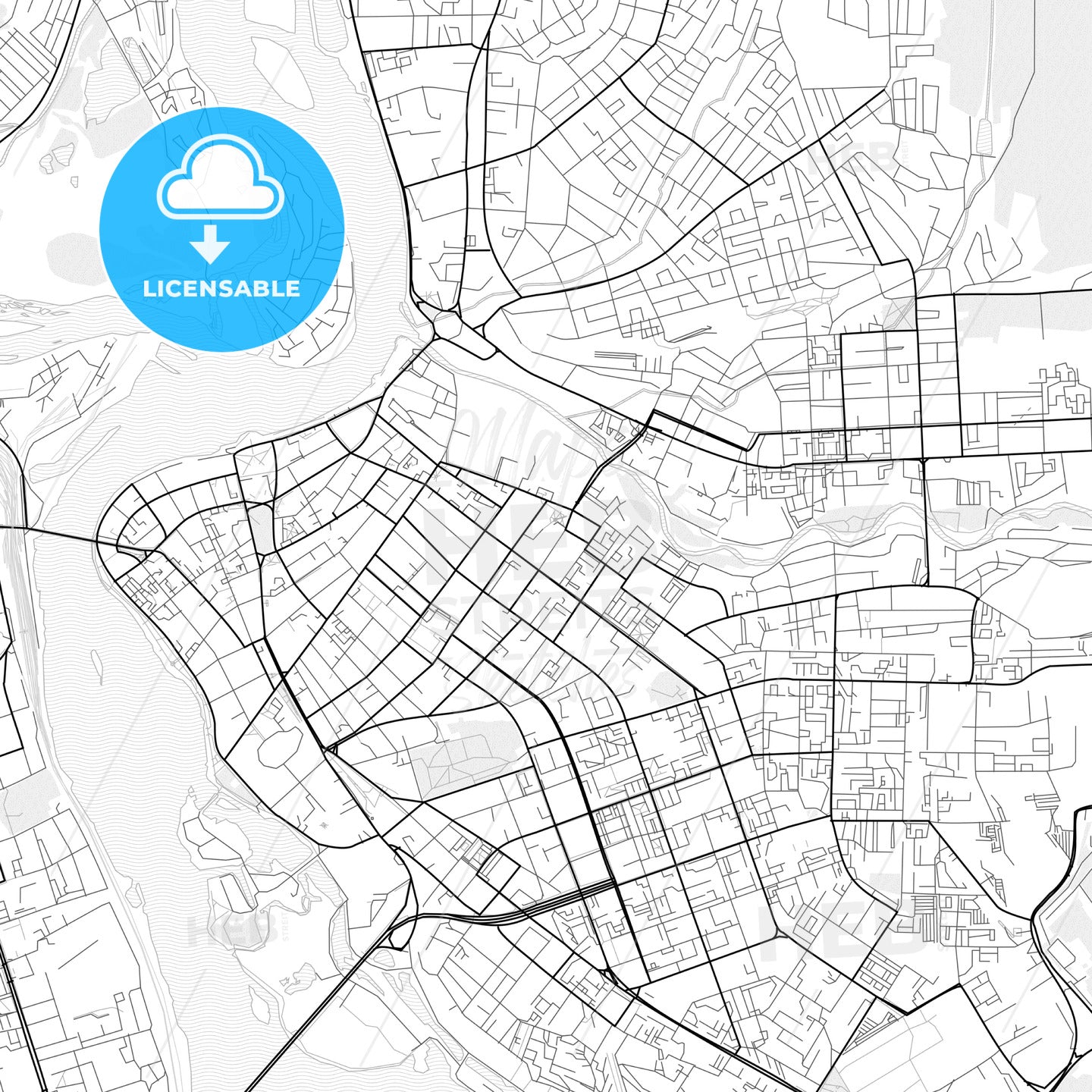 Vector PDF map of Irkutsk, Russia