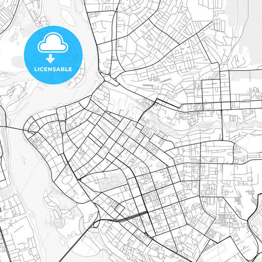 Vector PDF map of Irkutsk, Russia