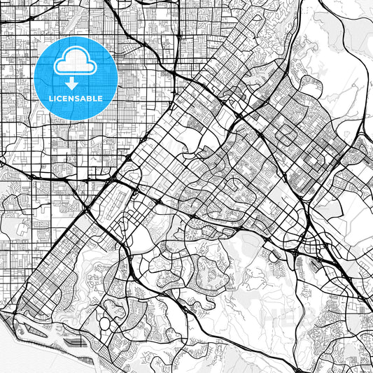 Vector PDF map of Irvine, California, United States