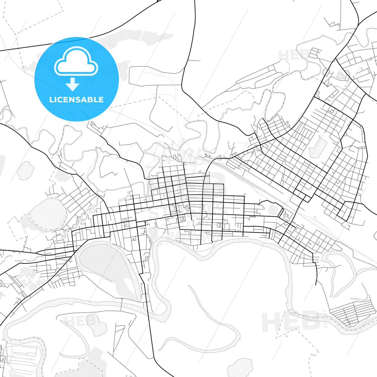 Vector PDF map of Ishim, Russia