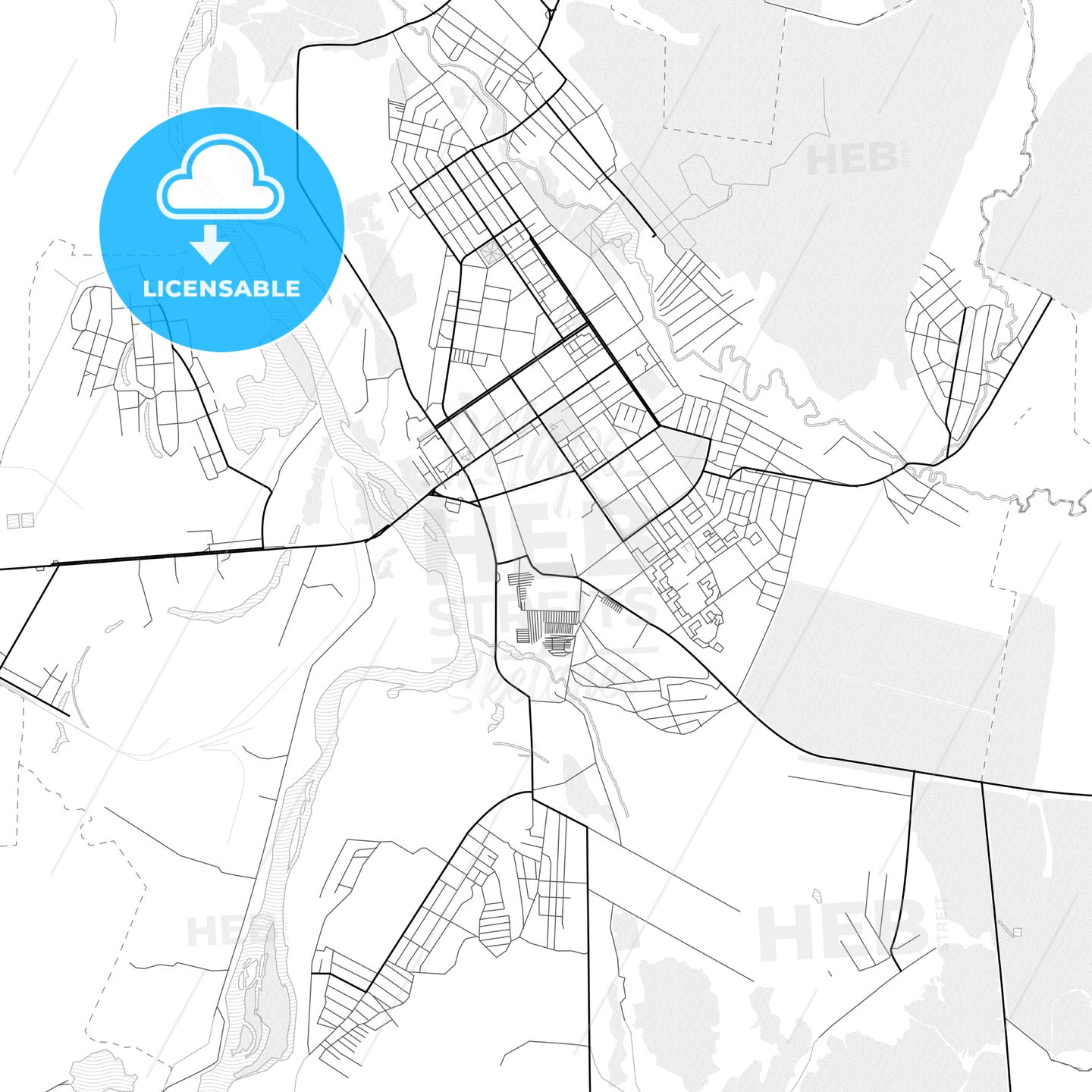 Vector PDF map of Ishimbay, Russia