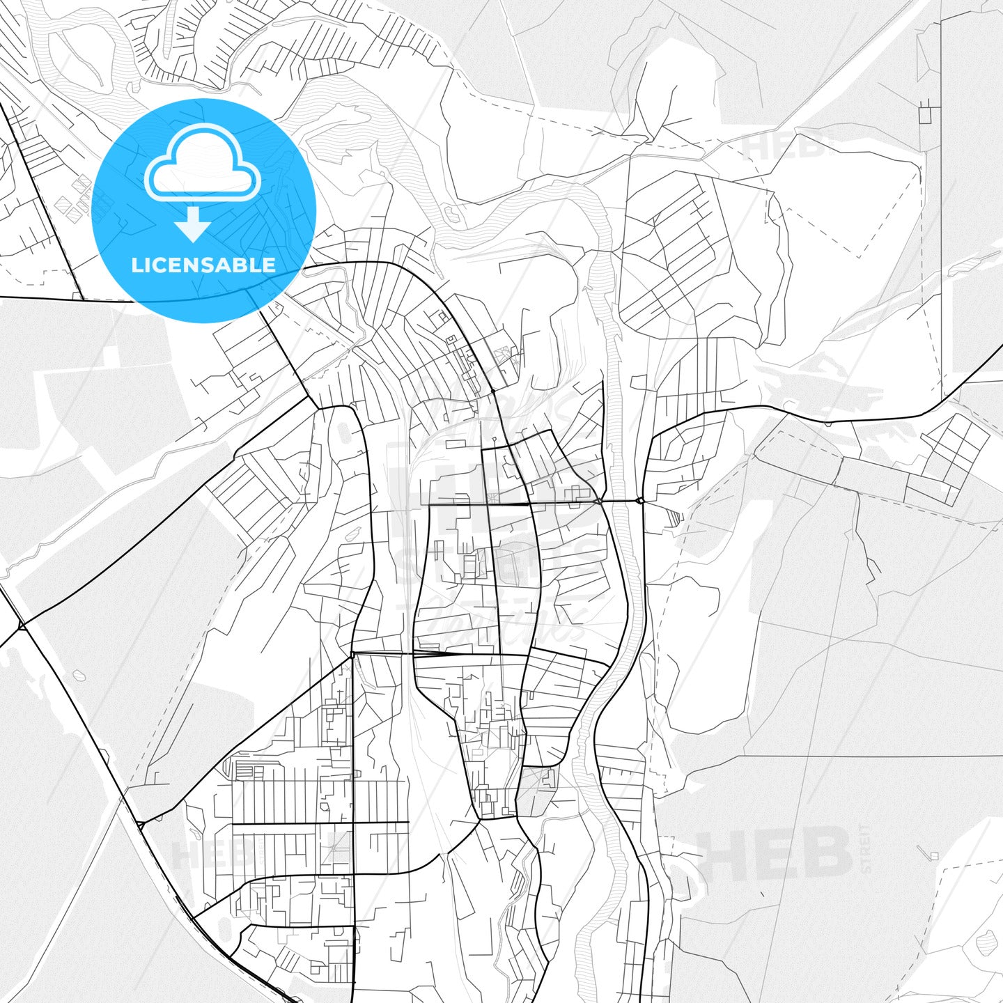 Vector PDF map of Iskitim, Russia