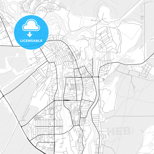 Vector PDF map of Iskitim, Russia