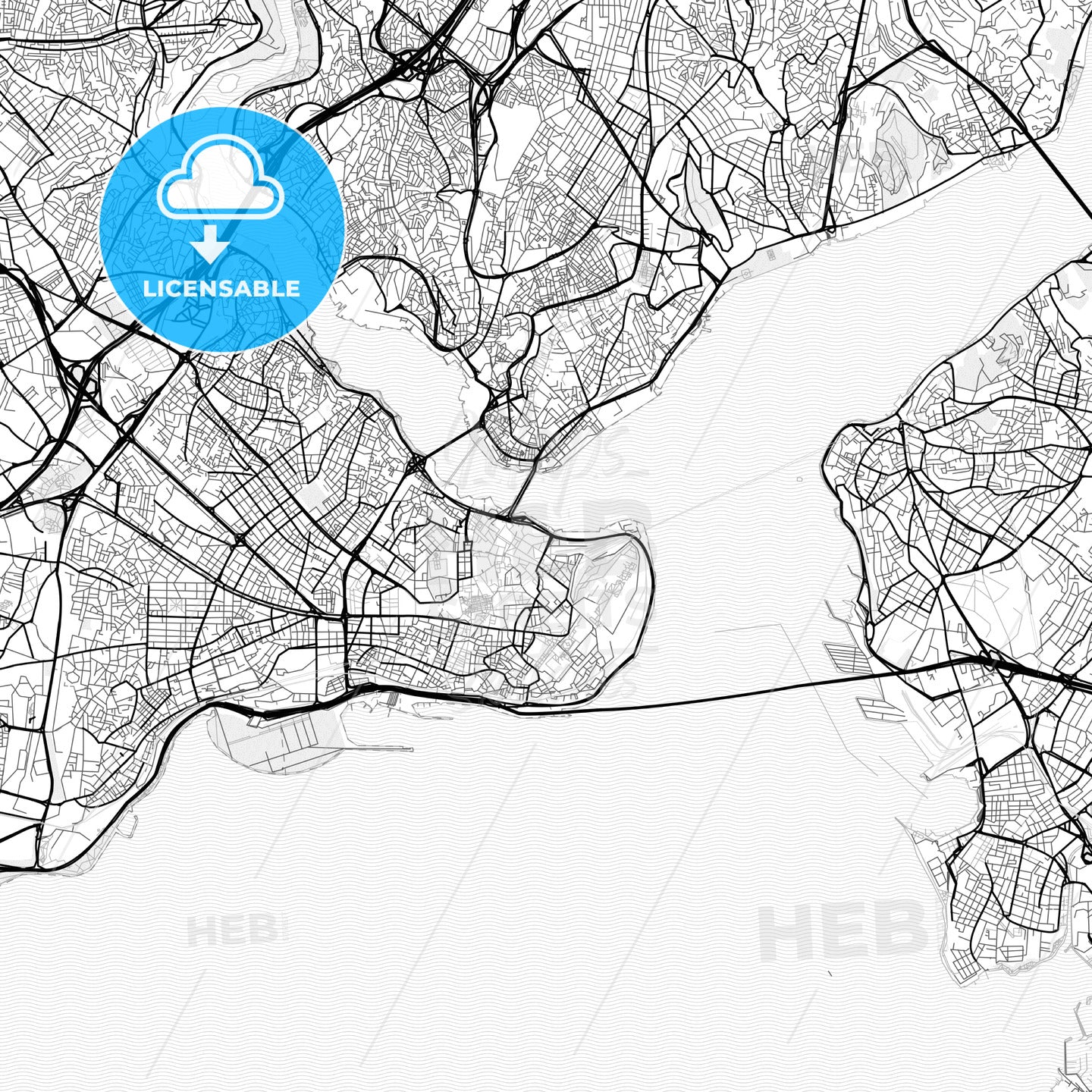 Vector PDF map of Istanbul, Turkey