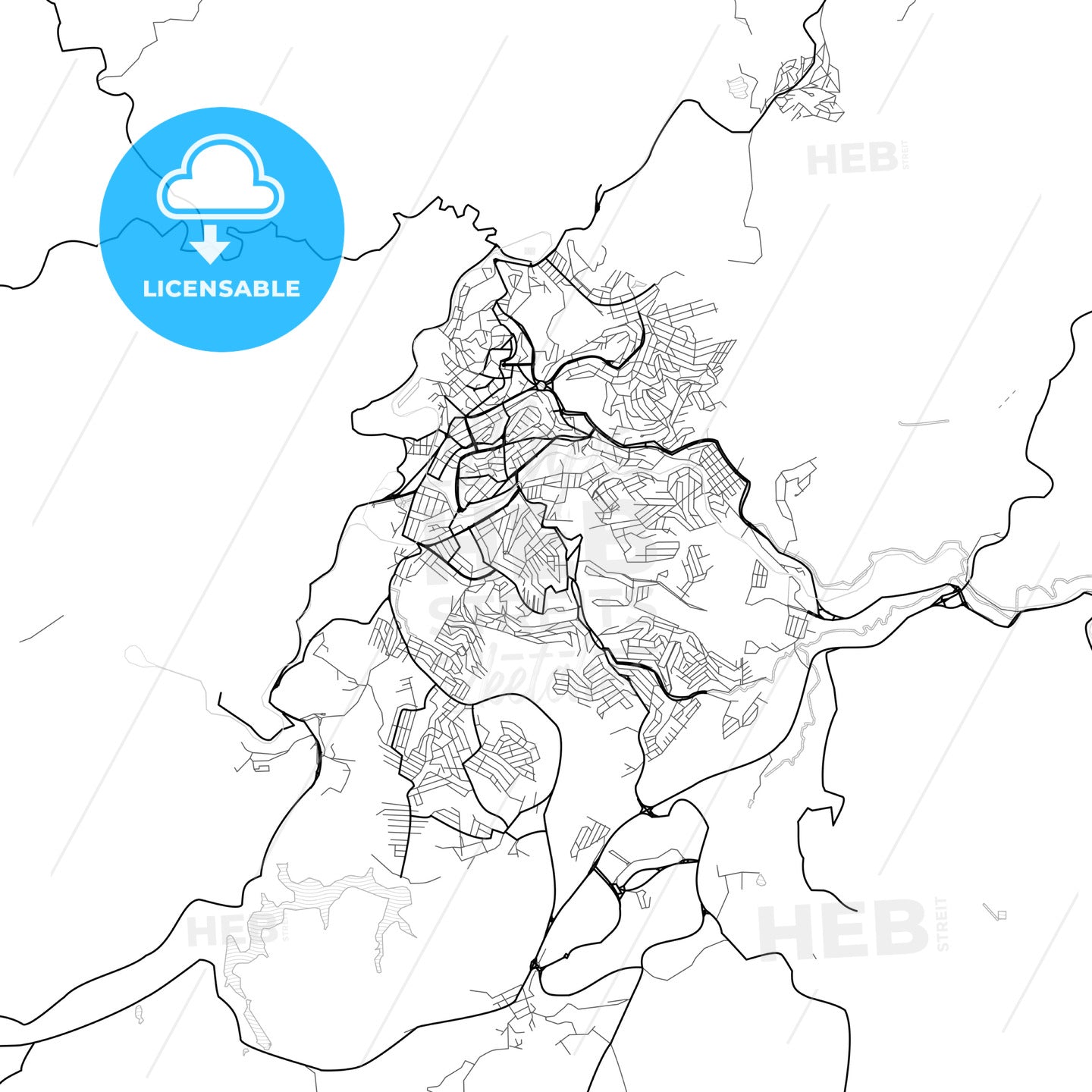 Vector PDF map of Itabira, Brazil