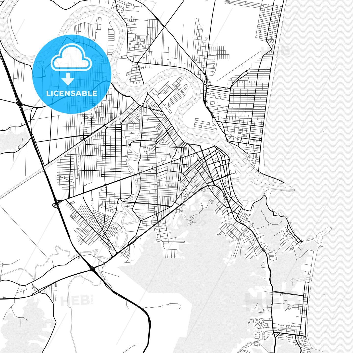 Vector PDF map of Itajai, Brazil