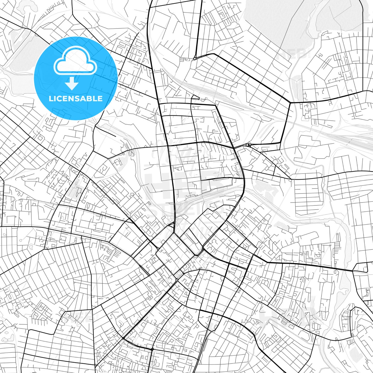 Vector PDF map of Ivanovo, Russia