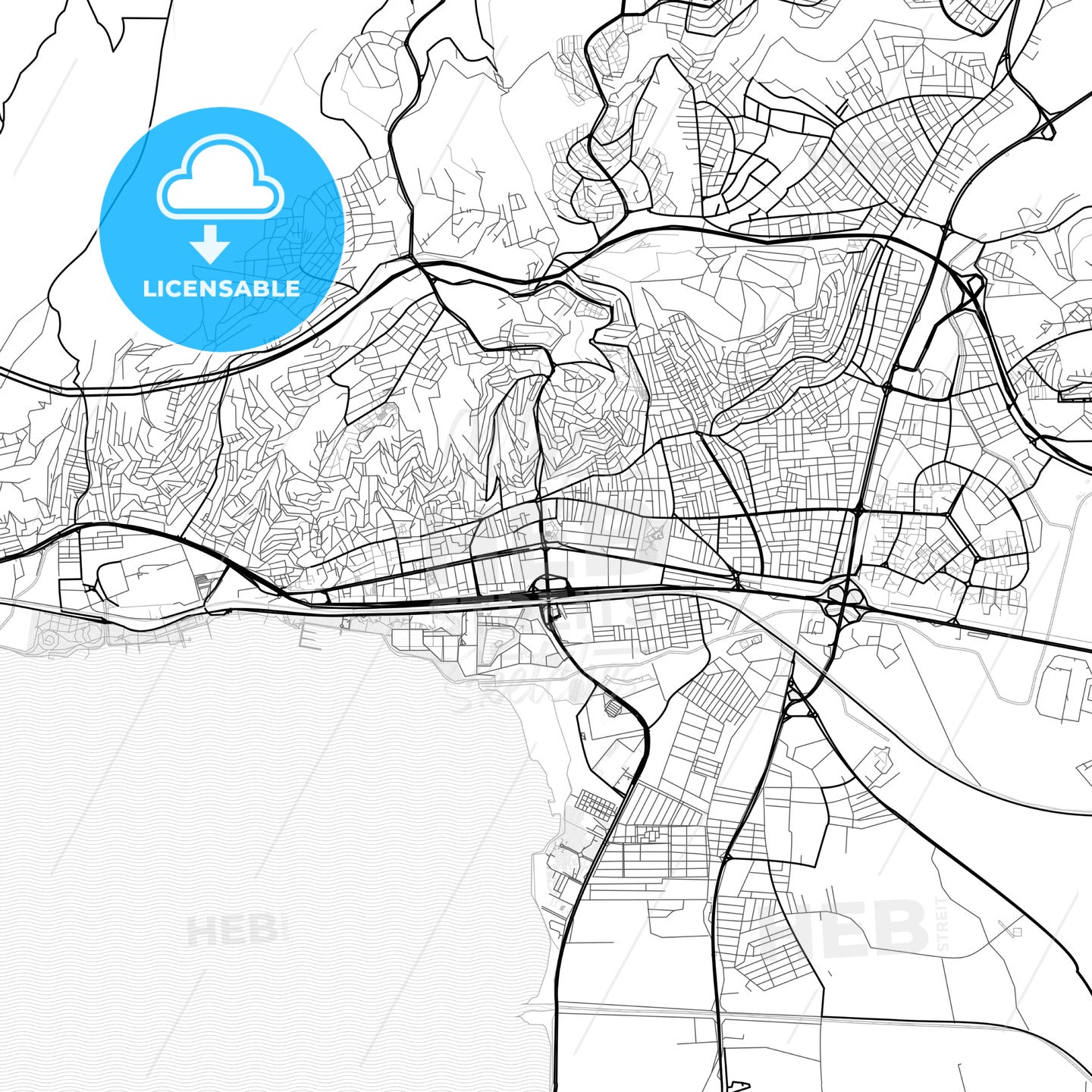 Vector PDF map of İzmit, Turkey