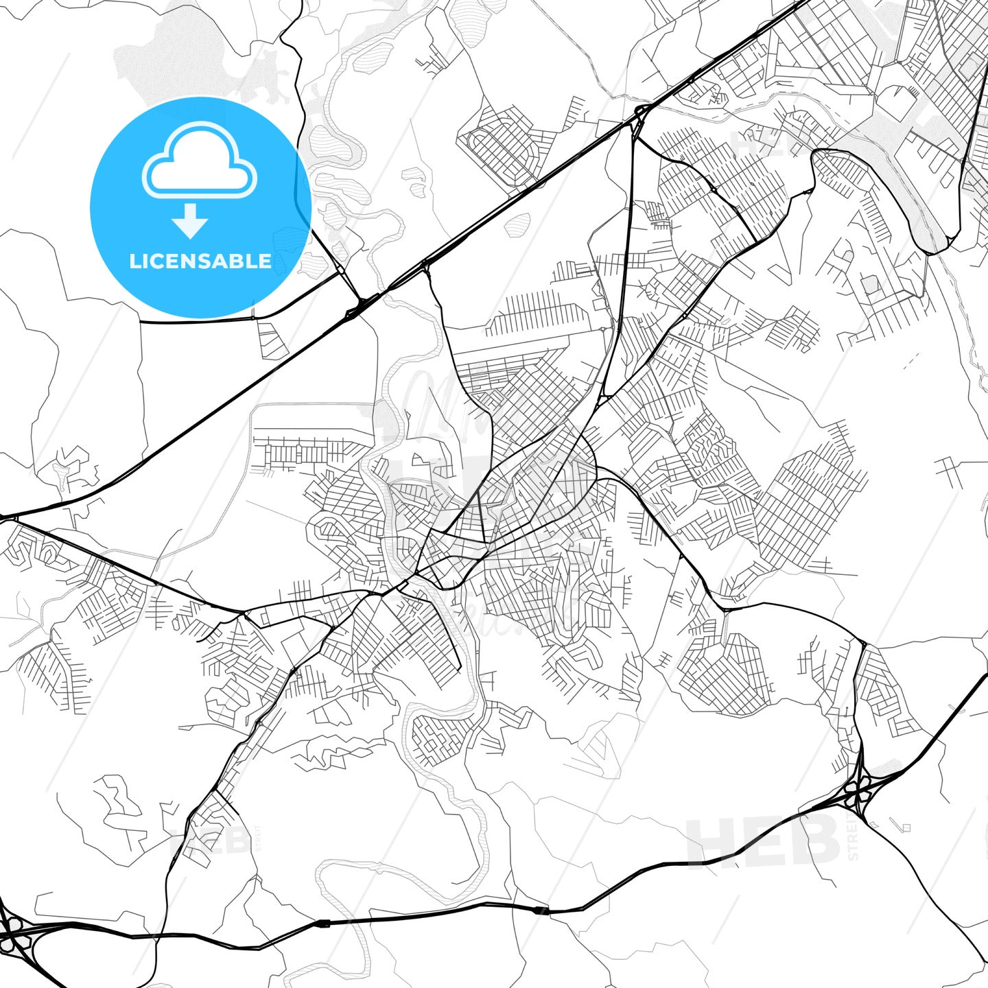 Vector PDF map of Jacarei, Brazil