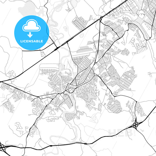 Vector PDF map of Jacarei, Brazil